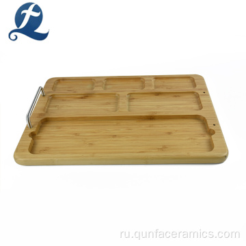 Домашняя многофункциональная керамическая тарелка с деревянной тарелкой